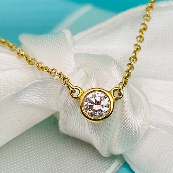 Tiffany & Co .14 ct Elsa Peretti Diamond by the Yard Necklace 18K 16” MSRP $1600 - Picture 3 of 10